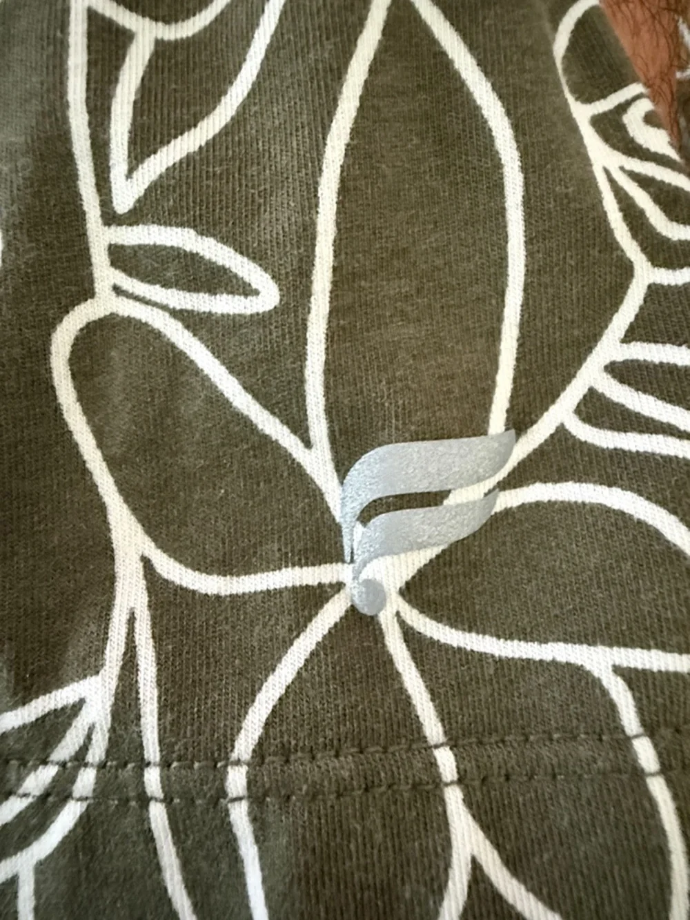 Fabletics Olive Green Polo with White Floral Line Print - Picture 3 of 3